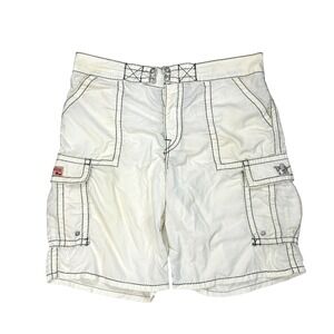 True Religion White Cargo Shorts